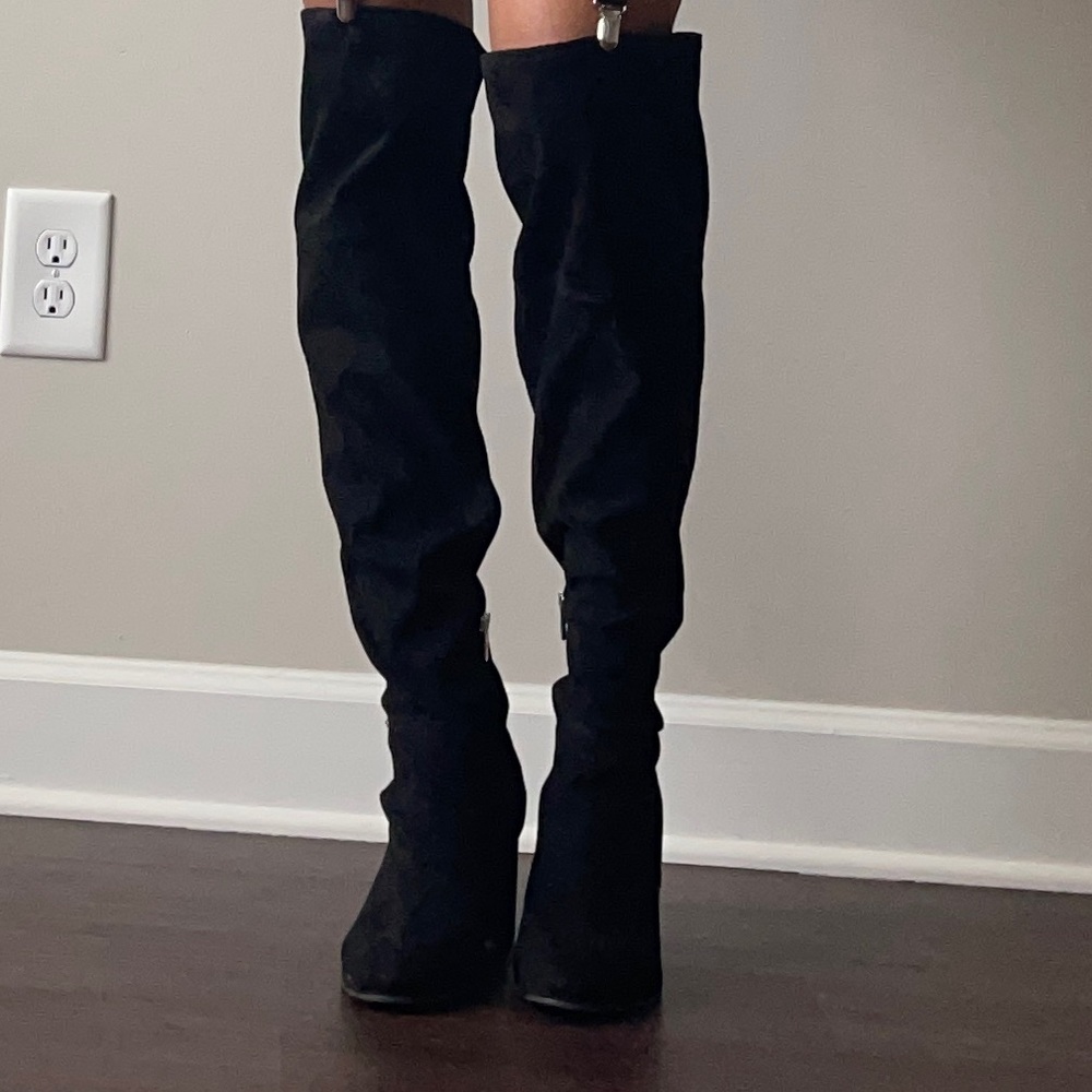 Black above knee boots